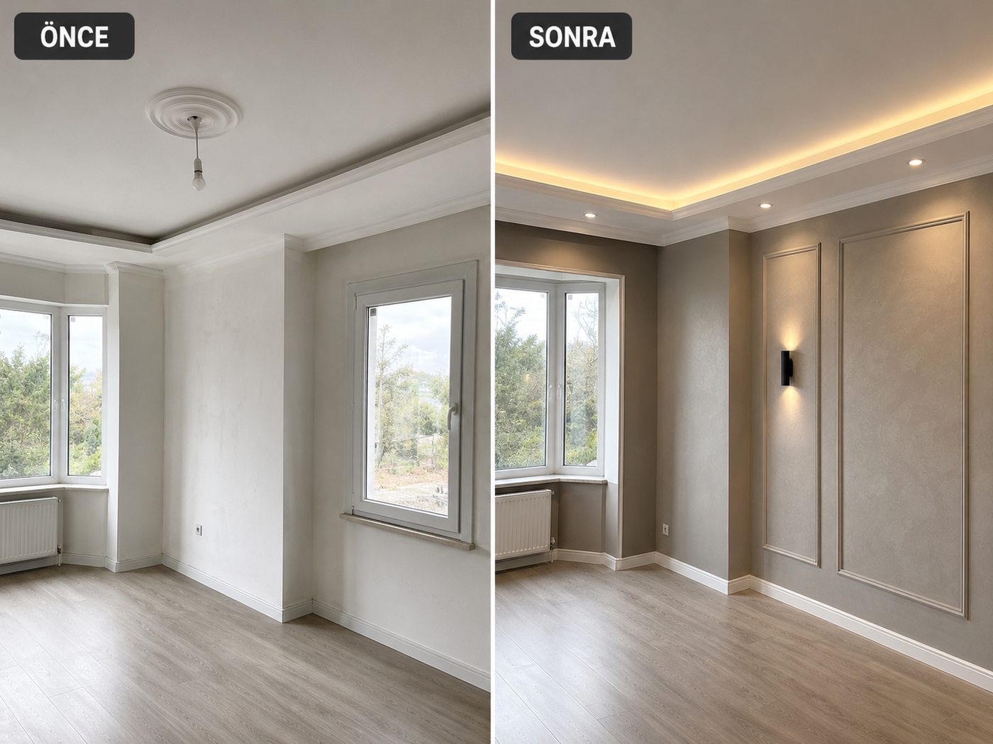 Yazıbaşı iç cephe boya öncesi ve sonrası